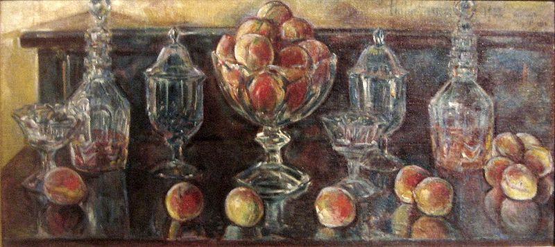 Childe Hassam Still Life with Peaches and Old Glass oil painting image